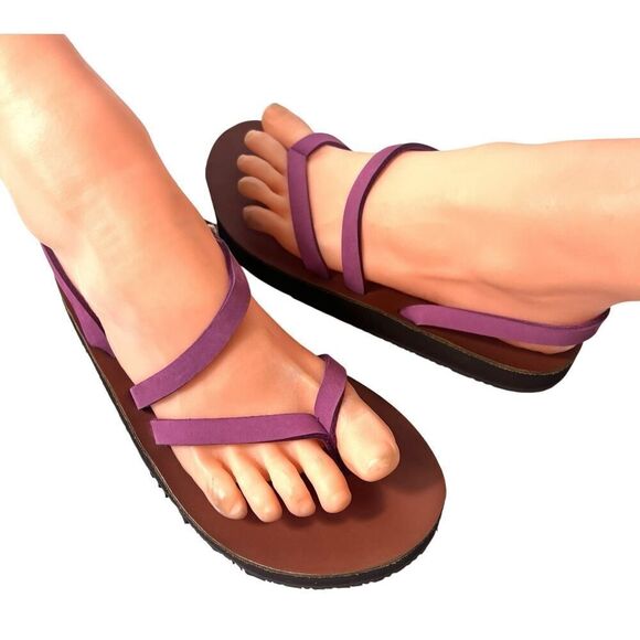 FEELGOODZ Womens Size 6 Summer Sandal Sling Back Pink Leather Thong Handmade New - Picture 2 of 9